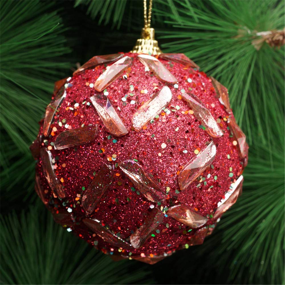 QAZIUY Christmas Balls Ornaments Set Christmas Tree Accessories 3.14" Christmas Rhinestone Glitter Baubles Balls Xmas Tree Ornament for Xmas Tree Decoration Holiday, Wedding Party Gift