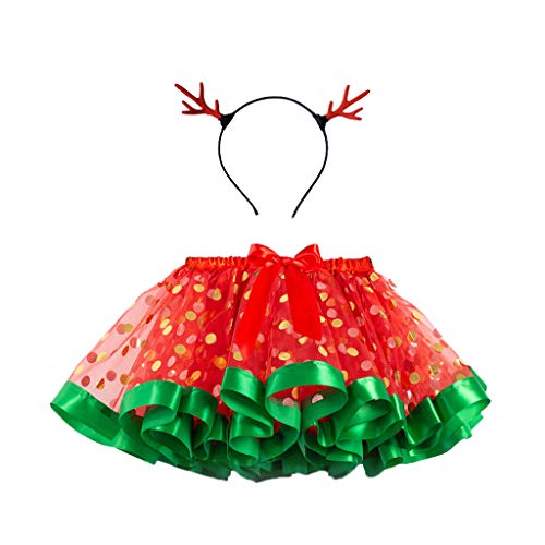 IAMAGOODLADY Christmas Decorations,Kids Girls Christmas Party Dance Ballet Toddler Costume Skirt+Deer Hairband Santa Claus Gift Xmas Ornaments for Party Supplies Prime Deals of The Day Today Only