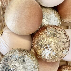 Gold Christmas Handmade Velvet Ornaments, Bulk Christmas Balls, Christmas Tree Bulbs, Glitter Christmas Decorations, Christmas Gift Idea, Set of 12