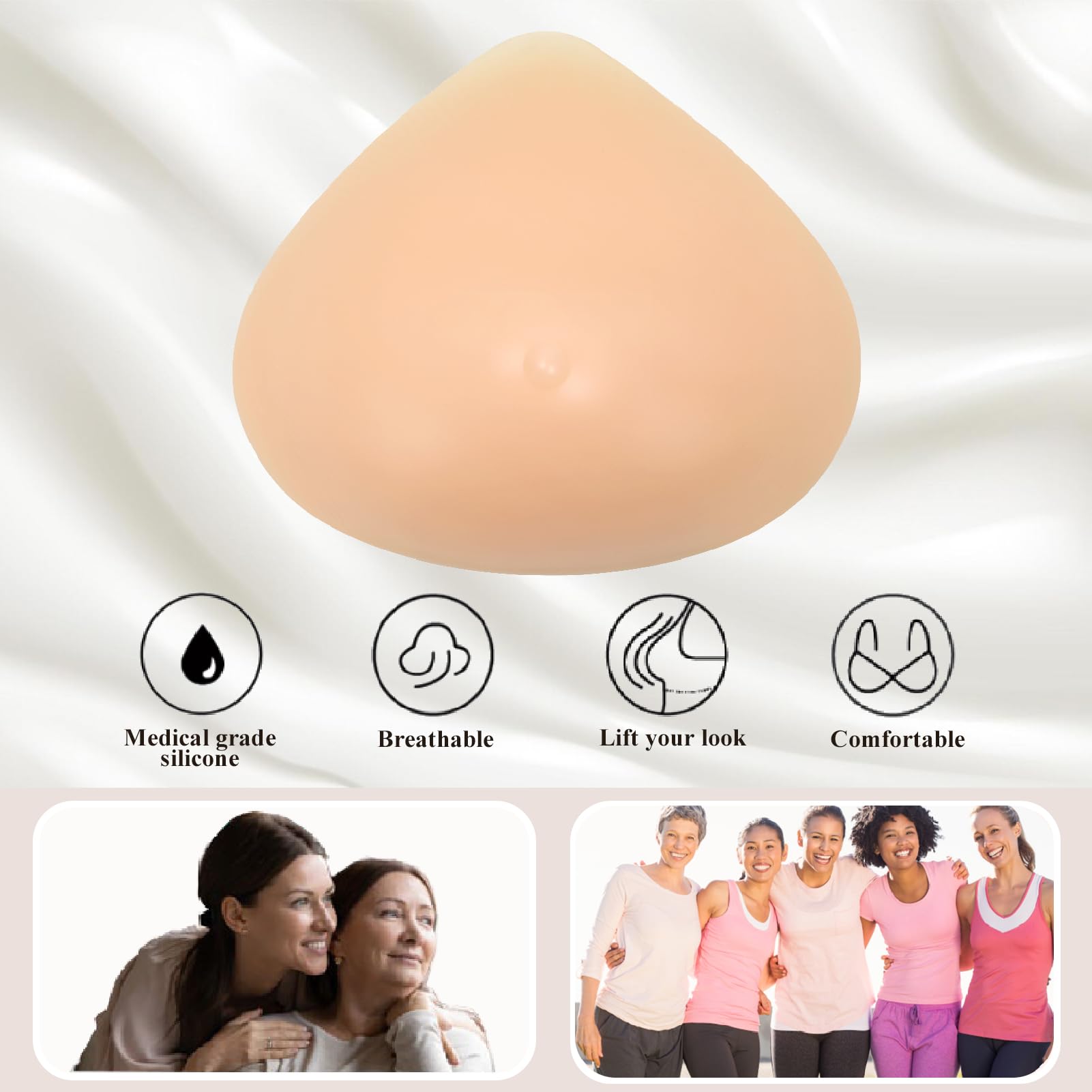 MERSTEYO Silicone Breast Form Triangle Mastectomy Prosthesis Concave Bra Insert Enhancer Pad 1 Piece 400g