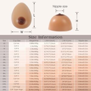 Vollence C Cup Silicone Breast Forms Bra Enhancer Inserts Concave Bra Pads - Suntan