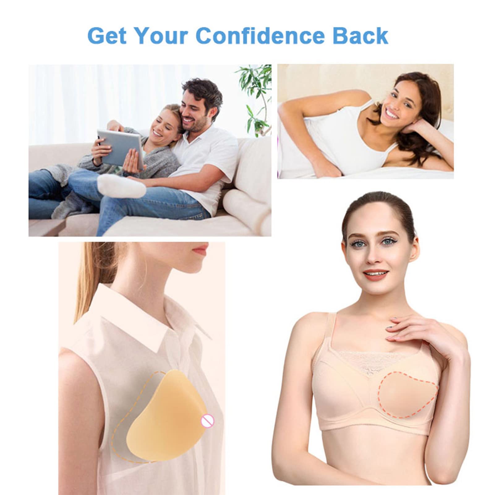 OMMITO Silicone Breast Form Mastectomy Prosthesis Armpit Bra Inserts Pad Enhancer Crossdresser Transgender 1 Piece Right 400g