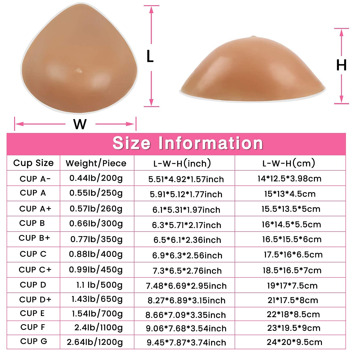 Vollence One Piece C Cup Triangle Silicone Breast Forms Mastectomy Prosthesis Bra Enhancer Inserts Concave Bra Pads