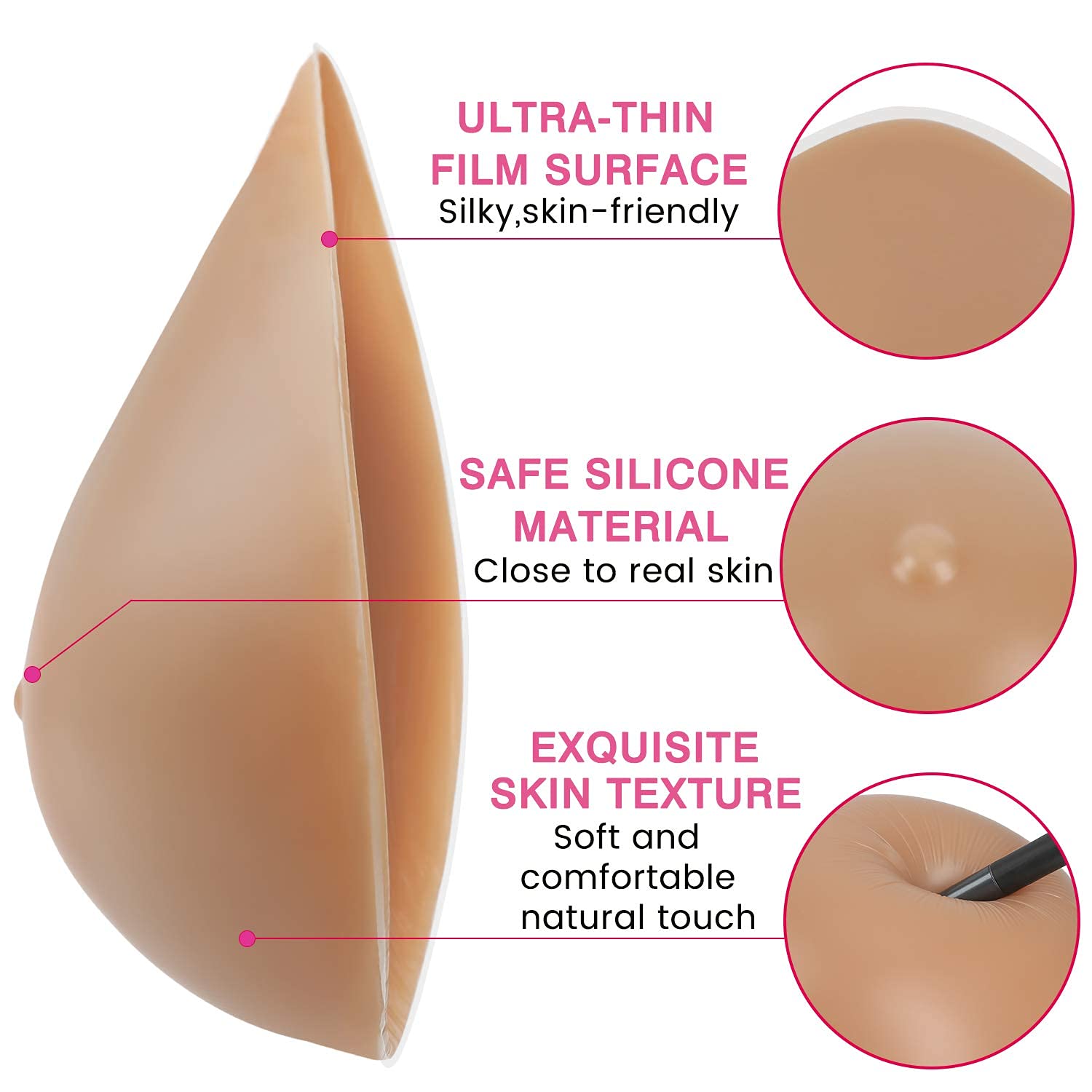 Vollence One Piece C Cup Triangle Silicone Breast Forms Mastectomy Prosthesis Bra Enhancer Inserts Concave Bra Pads