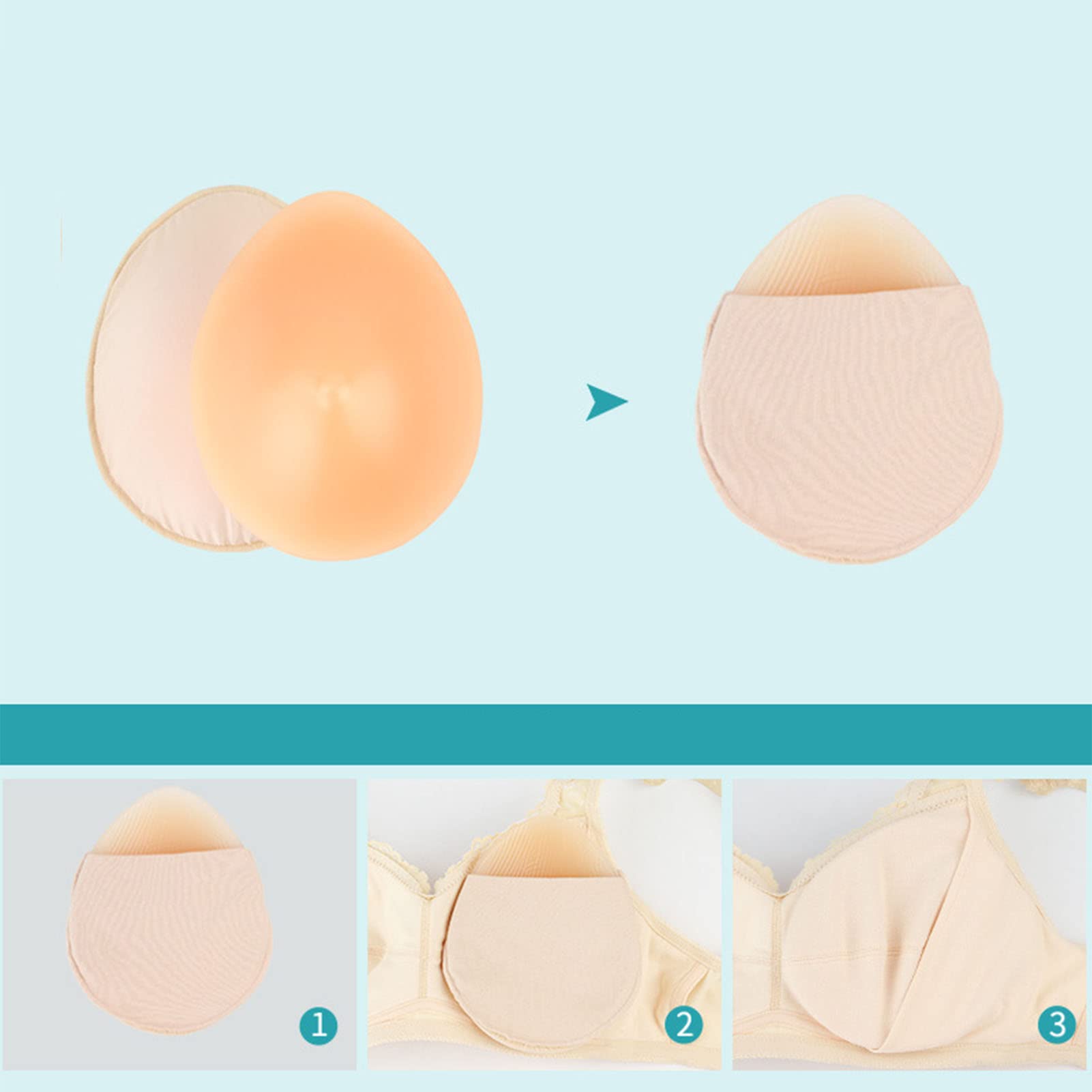 Dioche 120g Drop Shaped Silicone Fake Breast Form, Breast Insert, Mastectomy, for Mastectomy Crossdressers Prosthesis Bra Pads Inserts