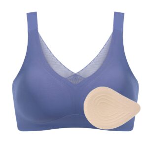 Seamless Post-Surgery Bra for Women, Mastectomy Bra with Cotton Breast Forms Set