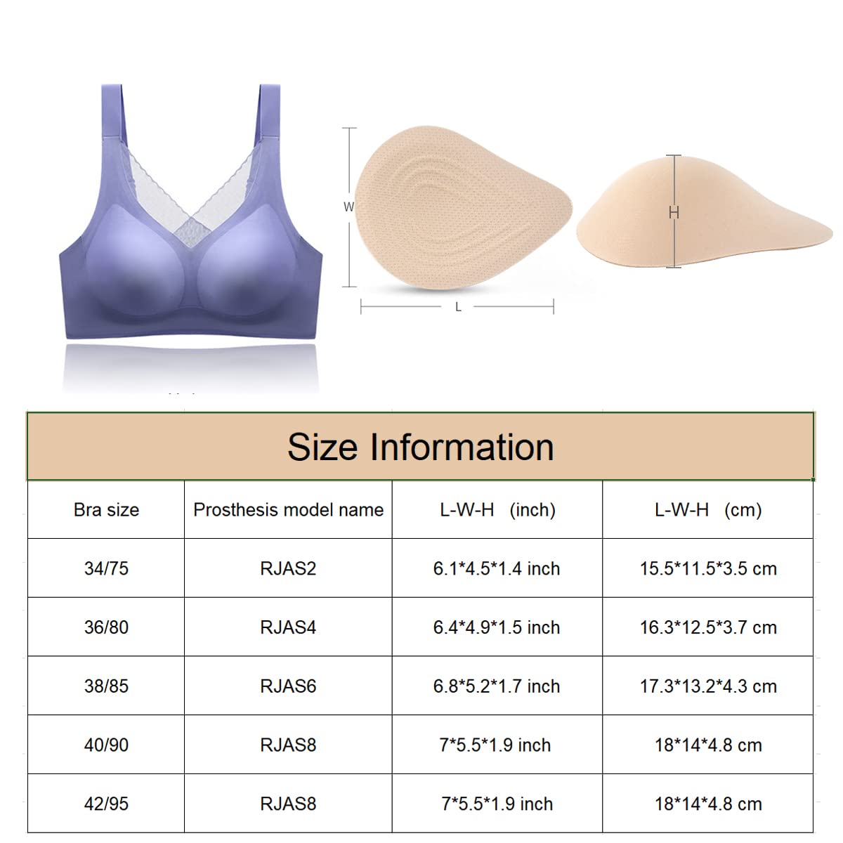 Seamless Post-Surgery Bra for Women, Mastectomy Bra with Cotton Breast Forms Set
