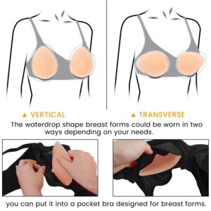 Vollence One Pair B+ Cup Teardrop Silicone Breast Forms Mastectomy Bra Enhancer Inserts Concave Bra Pads