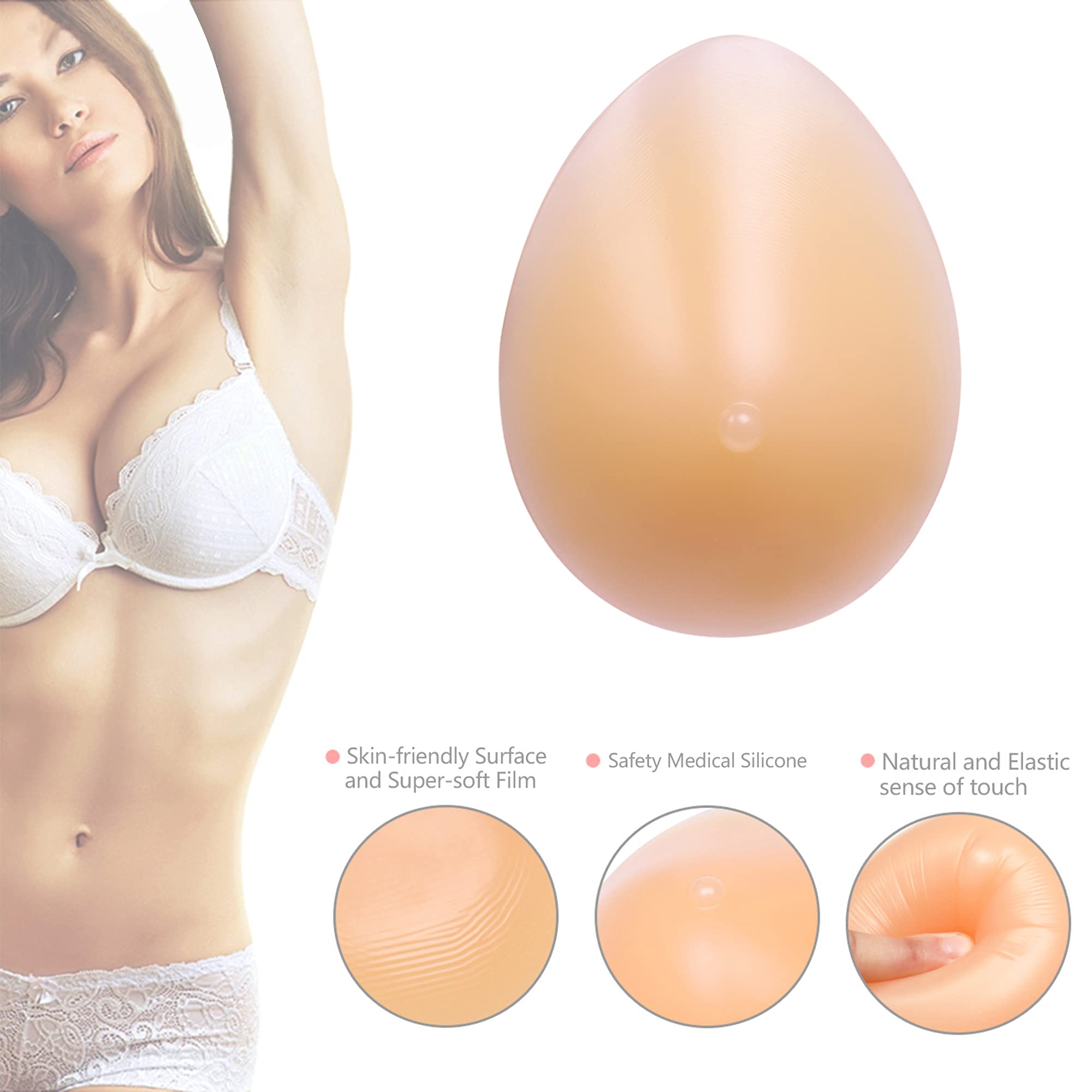 NORFULL Silicone Breast Form Mastectomy Prosthesis Waterdrop Enhancer One Piece 300g B Cup