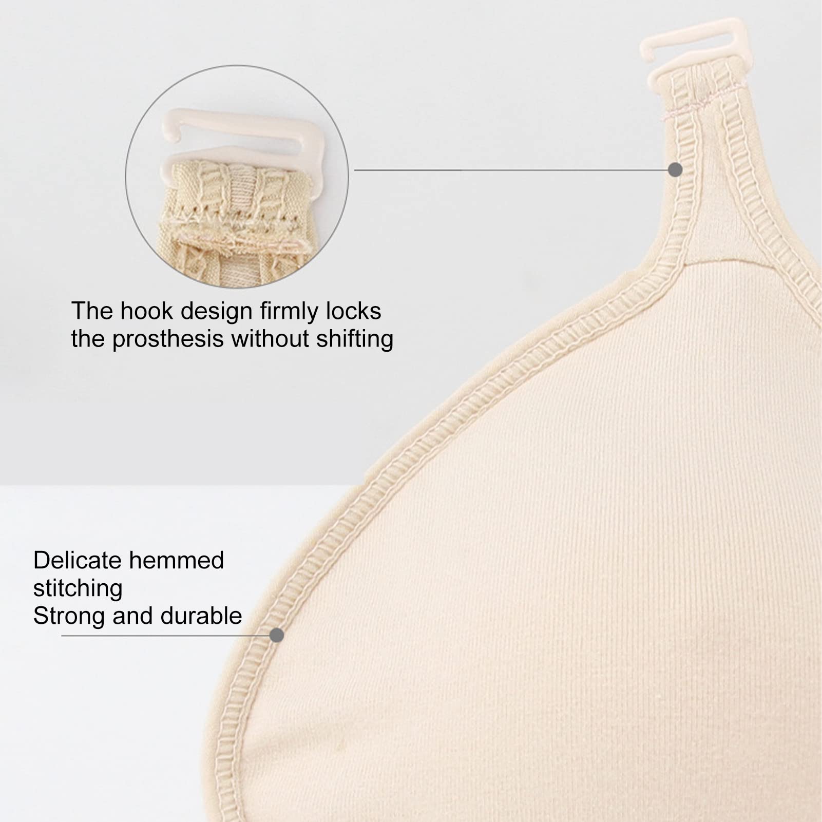 Silicone Breast Forms Protective Cover, Cotton Hook Design Women Mastectomy Prosthesis Cover Bag Excellent Heat Dissipation for Mastectomy Prosthesis (Left)