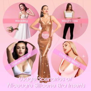 Niceuare Bra Inserts Push Up Premium Silicone Breast Enhancers Comfort & Natural Enhancement Bra Pads Waterproof Breast Lift Large Add 2+ Cup