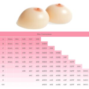 1 Pair Silicone Breast Forms - Full Mastectomy Prosthesis, Fake Boobs Bra Enhancer Beige Water Drop Inserts, D Cup 1000 Gram