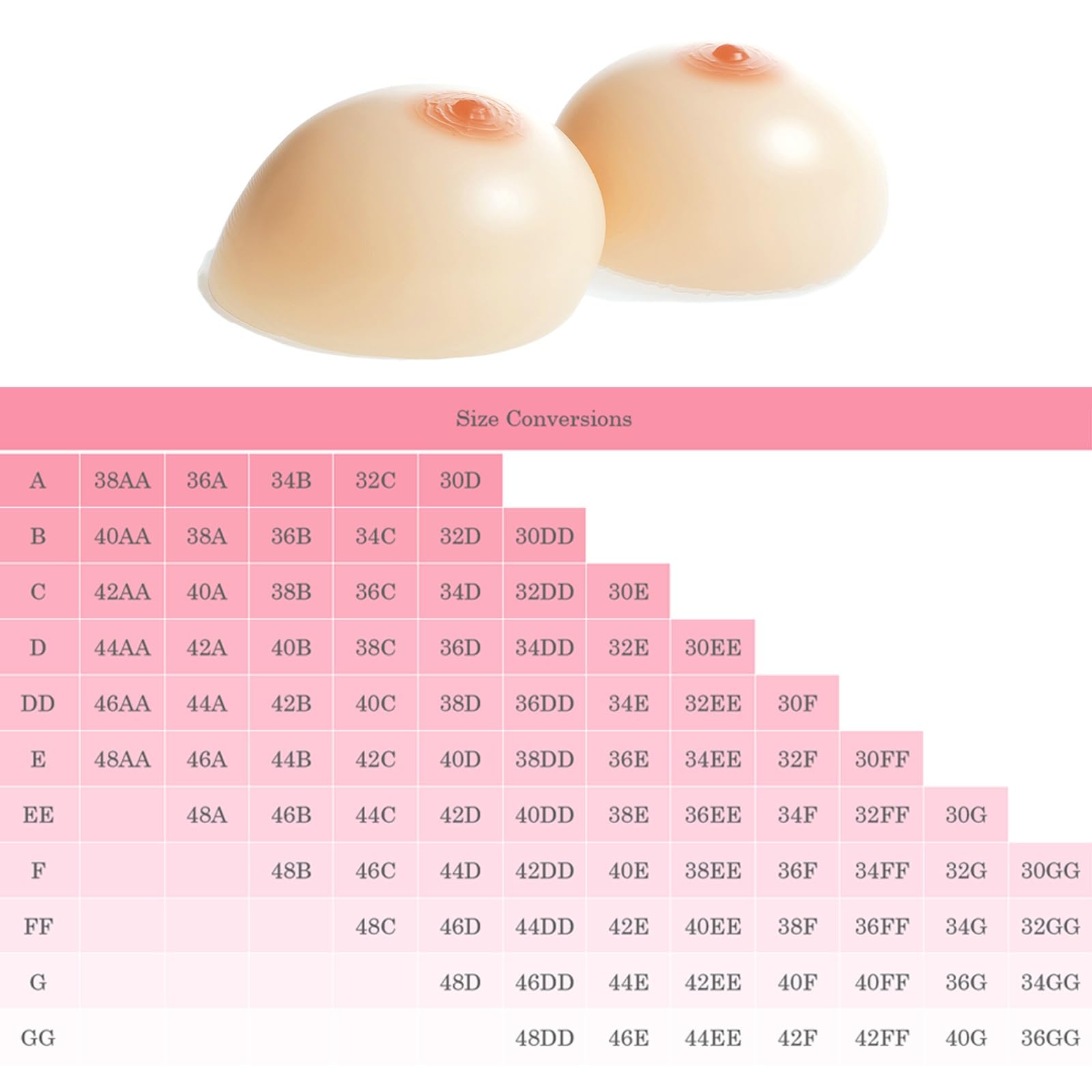 1 Pair Silicone Breast Forms - Full Mastectomy Prosthesis, Fake Boobs Bra Enhancer Beige Water Drop Inserts, D Cup 1000 Gram