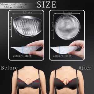 Honoson 2 Pairs Breathable Silicone Bra Inserts Waterproof Reusable Bra Inserts Breast Enhancers for Bra Swimsuit Sports Bra (Round and Semicircular Shape)