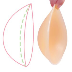 HIPLAYGIRL Mastectomy Concave Breast Prosthesis - Pair Silicone Breast Forms Full Shaped Enhancer Crossdress Bra Inserts (Size C D Cup) Beige