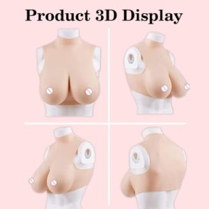 Zilasegy Plus Size Breasts Forms,Silicone Breastplate B Cup Fake Boobs for Crossdressers Transgender Drag Queen Cosplay(Yellow)