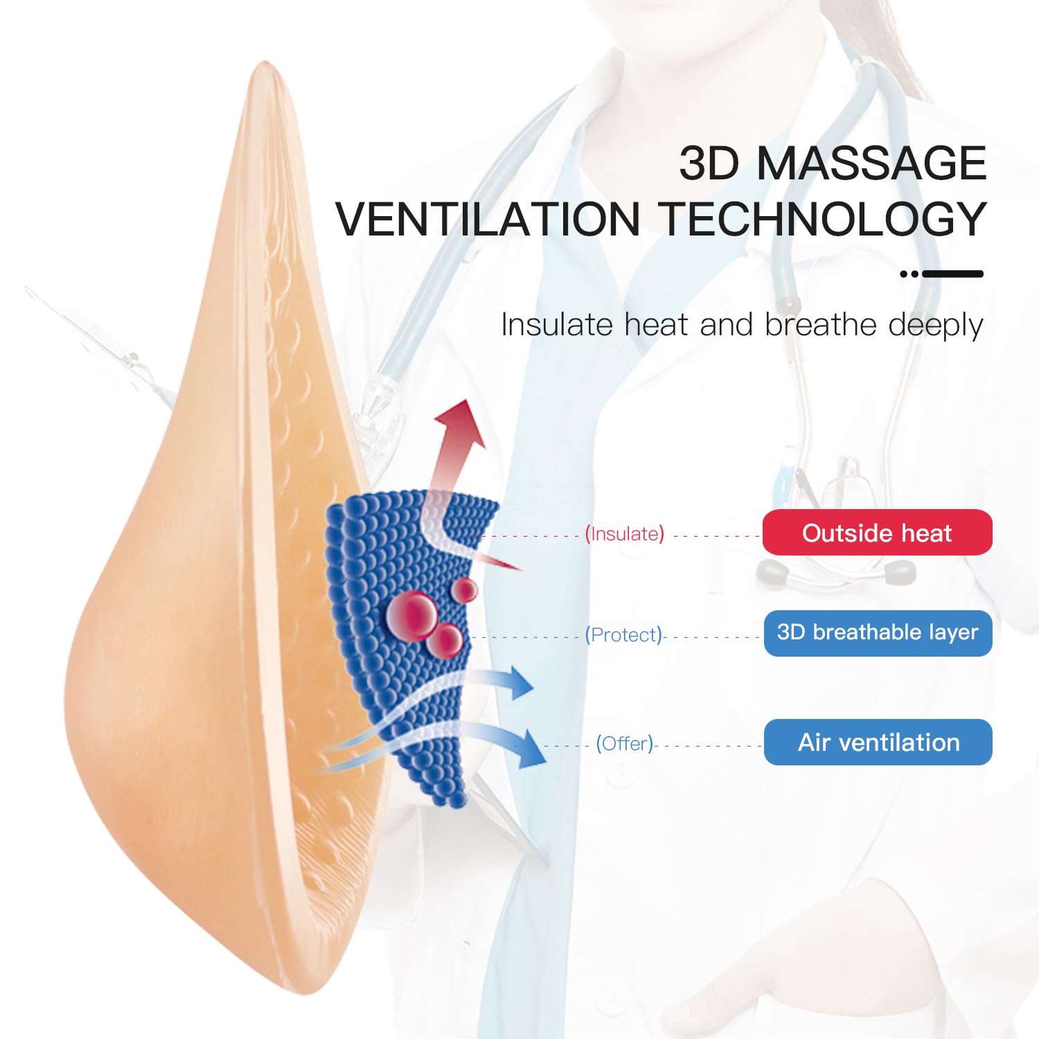 Polreta One Piece Silicone Breast Forms Mastectomy Prosthesis Bra Enhancer Inserts Concave Bra Pads