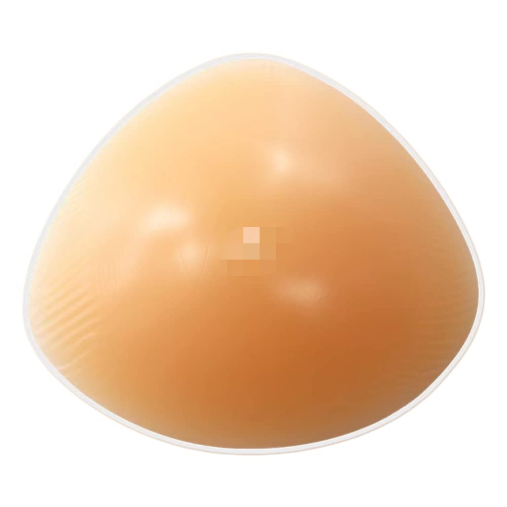 BMLen One Piece Triangle Silicone Breast Forms Mastectomy Prosthesis Bra Enhancer Inserts Concave Bra Pads (Nude 1, 600g (DD cup))