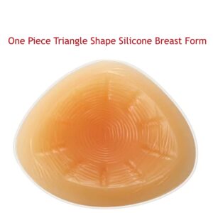 BMLen One Piece Triangle Silicone Breast Forms Mastectomy Prosthesis Bra Enhancer Inserts Concave Bra Pads (Nude 1, 600g (DD cup))