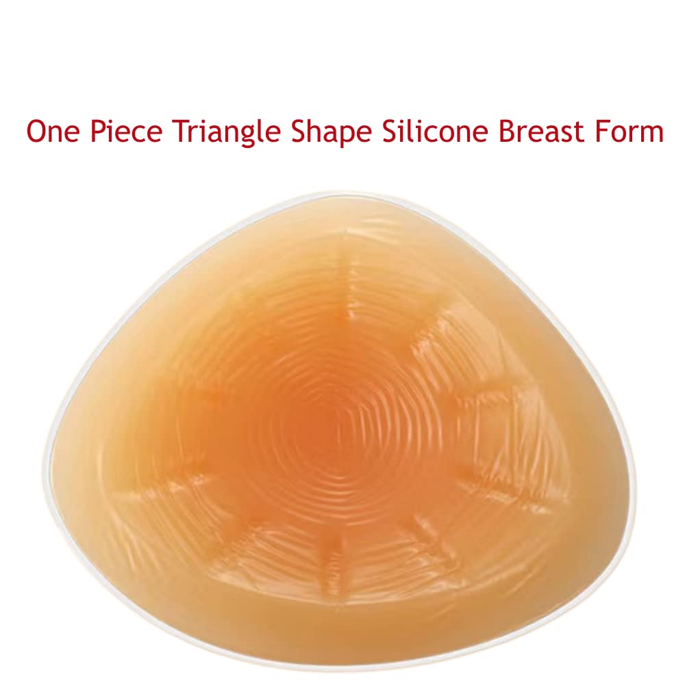 BMLen One Piece Triangle Silicone Breast Forms Mastectomy Prosthesis Bra Enhancer Inserts Concave Bra Pads (Nude 1, 600g (DD cup))