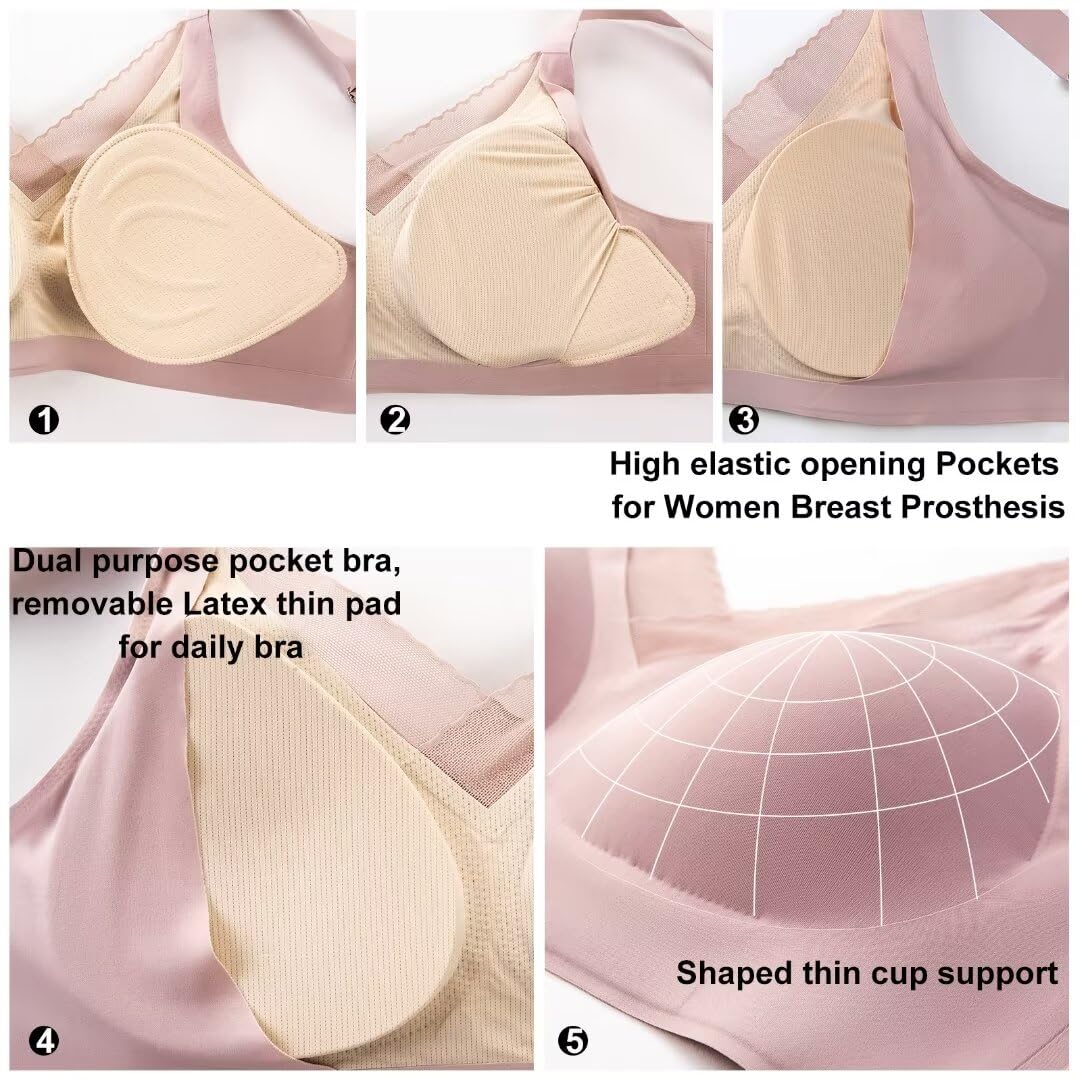 CYTMTZGA Seamless Post-Surgery Bra Mastectomy Bra Bralette Daily Bra for Breast Prosthesis Breast Forms Artificial Fake Boobs SK36/L Skin