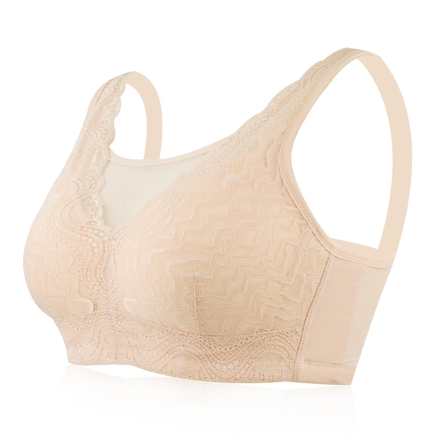 Polreta Mastectomy Bra with Pockets for Prosthesis Women Post Surgety Bra Cotton Daily Bralettes Skin