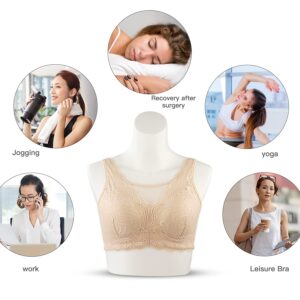 Polreta Mastectomy Bra with Pockets for Prosthesis Women Post Surgety Bra Cotton Daily Bralettes Skin