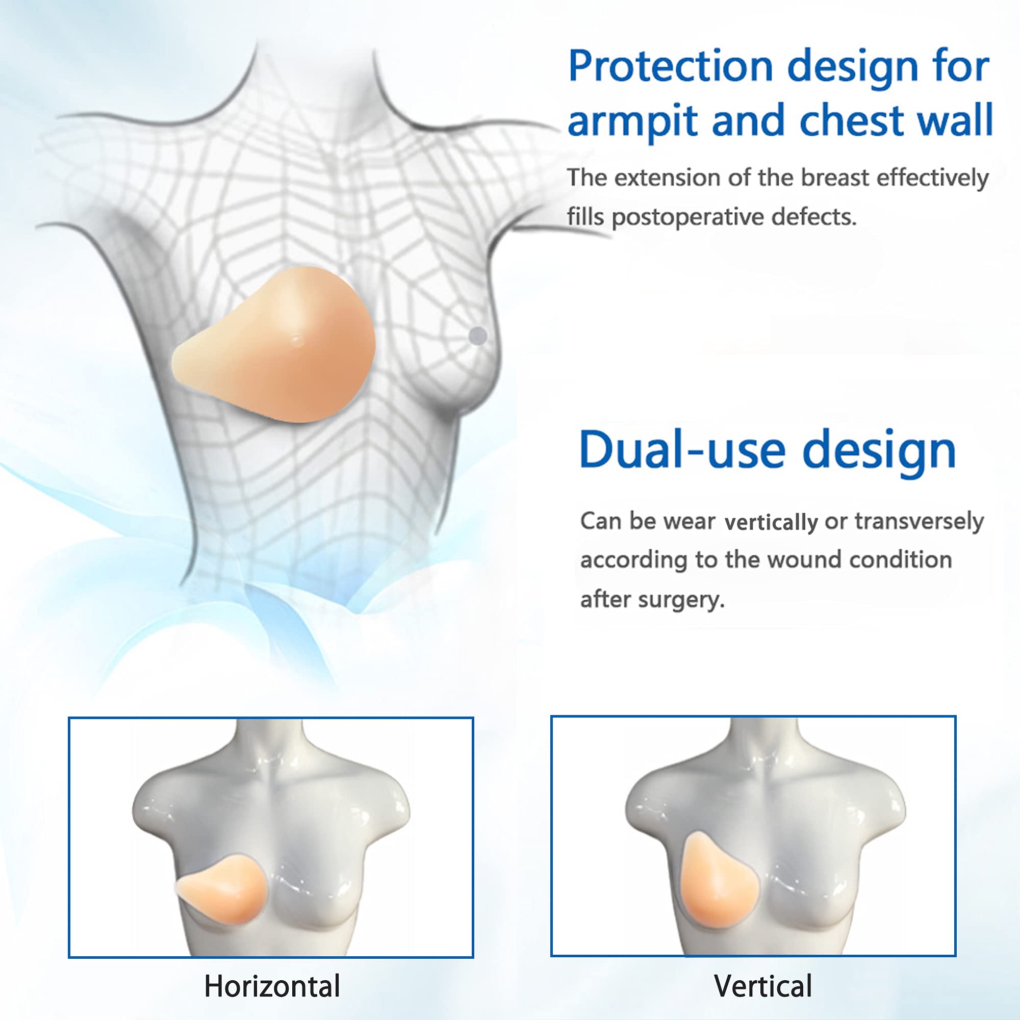 MaxTara Silicone Breast Form Women Mastectomy Prosthesis Bra Insert Pad 1 Piece Left Side A Cup 250g/piece