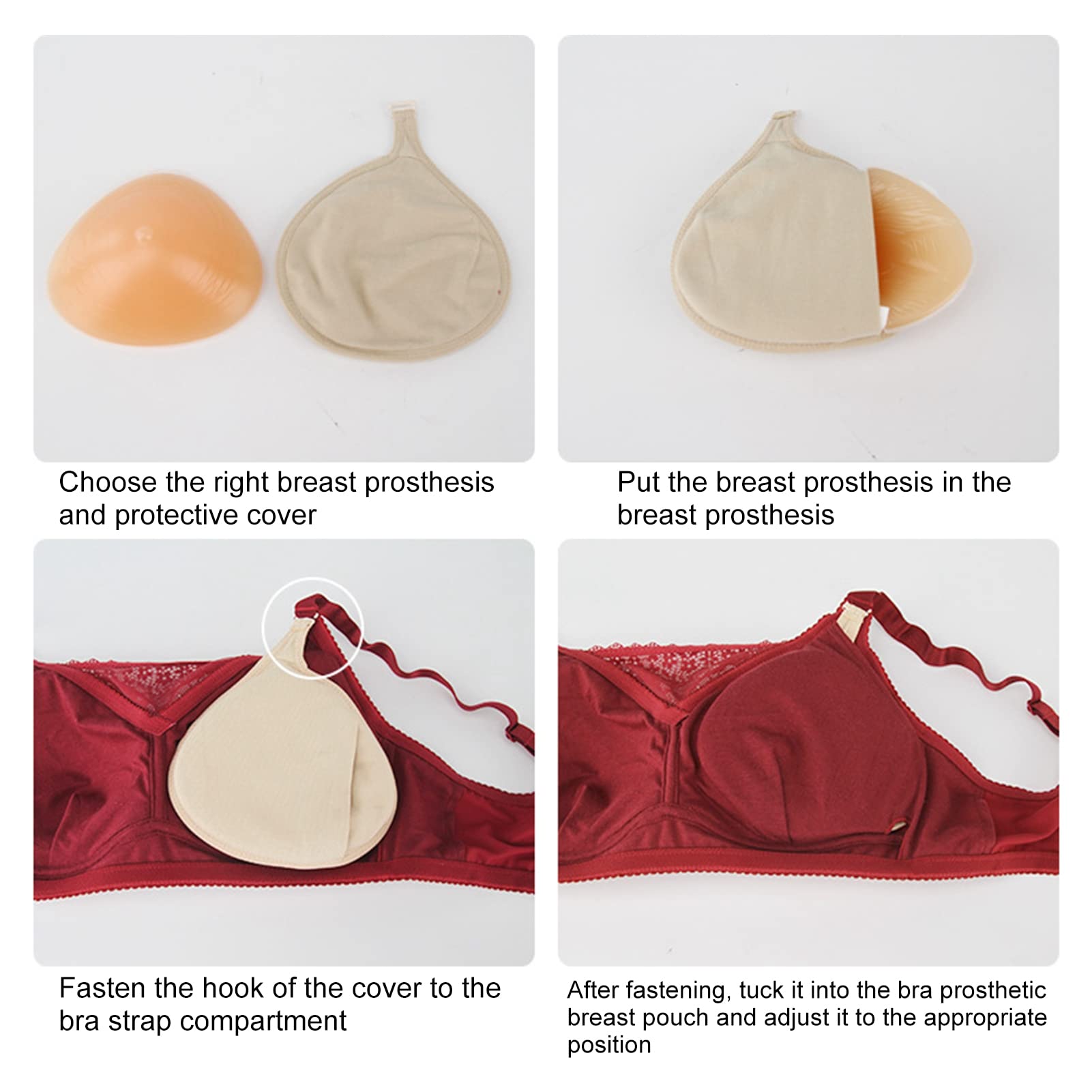 Bra Enhancer Inserts Sleeves, Breast Forms Protector Bag, Mastectomy Prosthesis Protective Cover, Silicone Breast Protective Pocket, Concave Bra Pads, Add 1-2 Cups (Left)