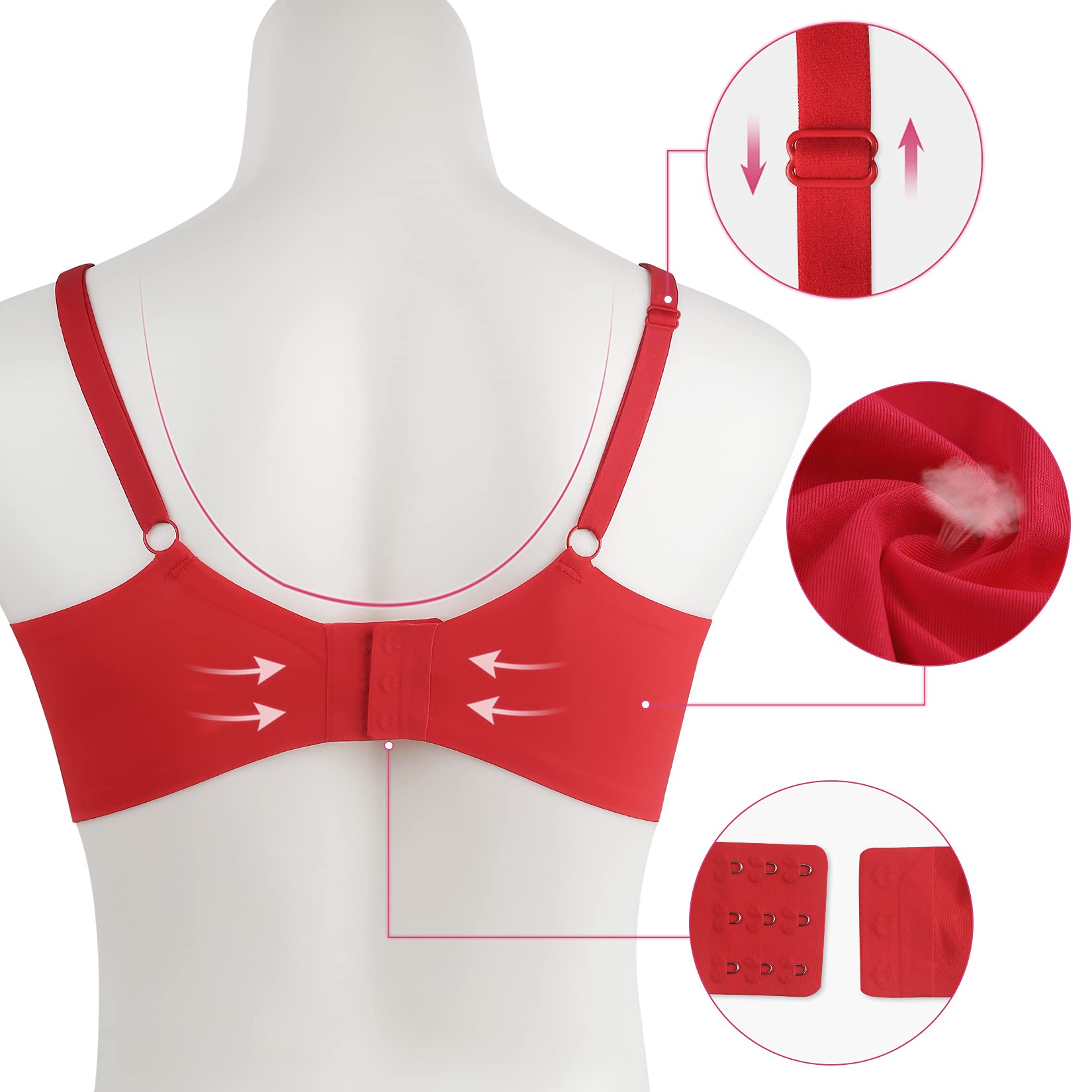 IVITA Mastectomy Bra Post Surgery Pocket Bra Silicone Breast Forms Prosthesis Fake Boobs Crossdressers Transgender Red