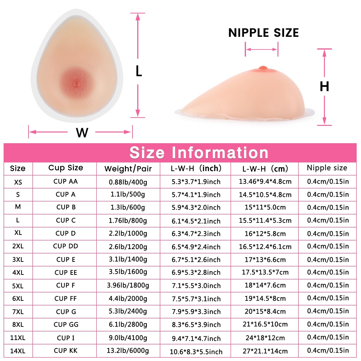 Vollence D Cup Self Adhesive Silicone Breast Forms Fake Boobs for Mastectomy Prosthesis Crossdresser Transgender Cosplay Nude