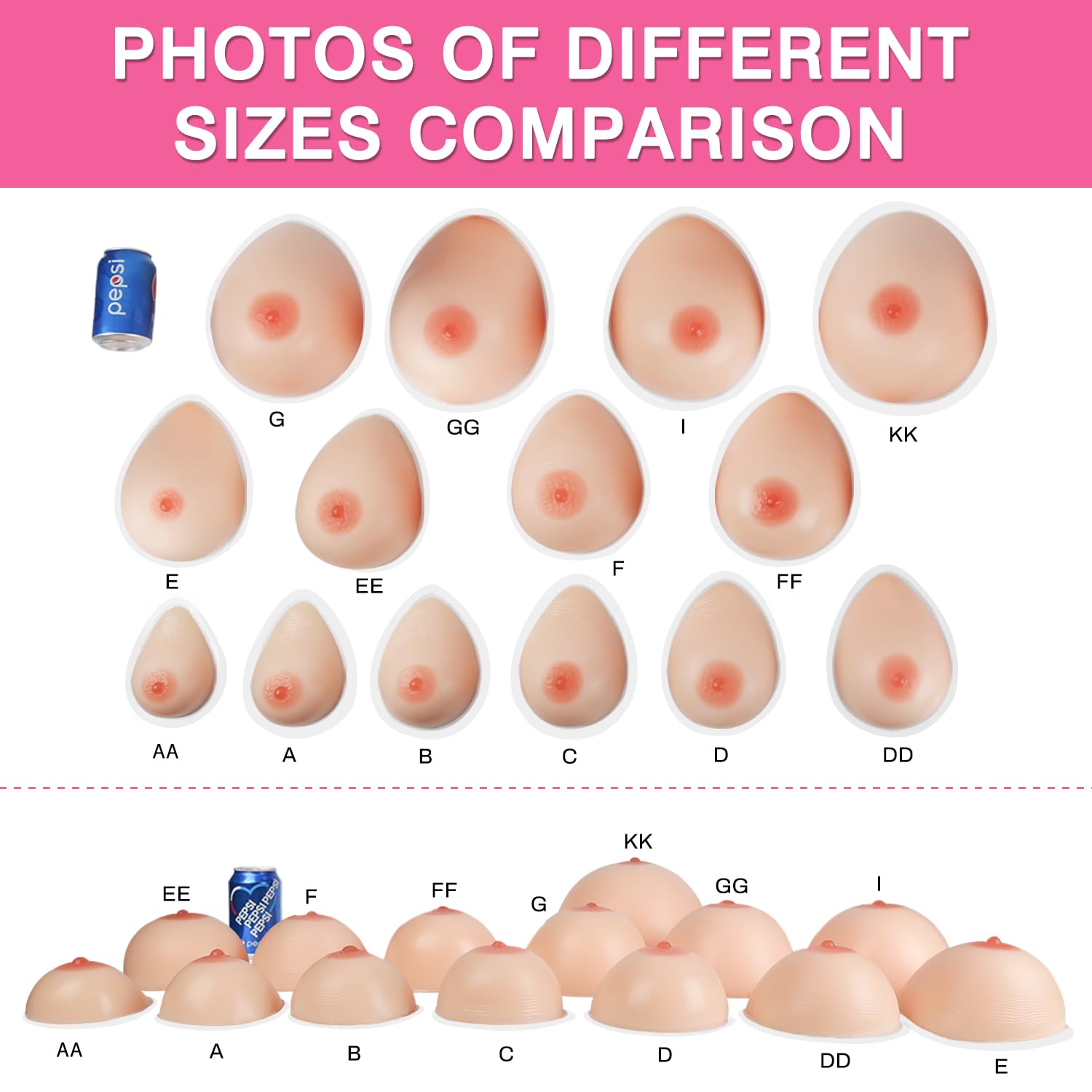 Vollence D Cup Self Adhesive Silicone Breast Forms Fake Boobs for Mastectomy Prosthesis Crossdresser Transgender Cosplay Nude