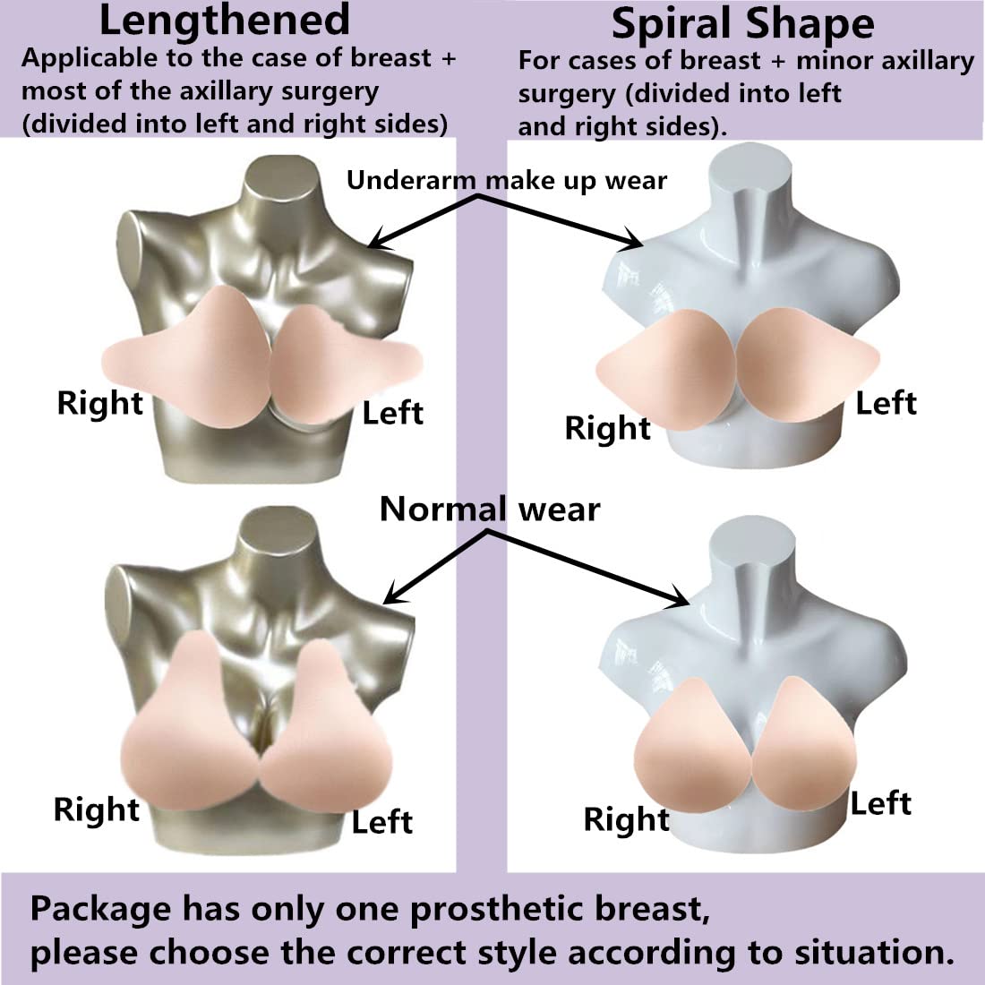 Sibrawom Cotton Mastectomy Breast Prosthesis Forms Spiral Light-weight for Breast Cancer Insert Pads Only One Piece