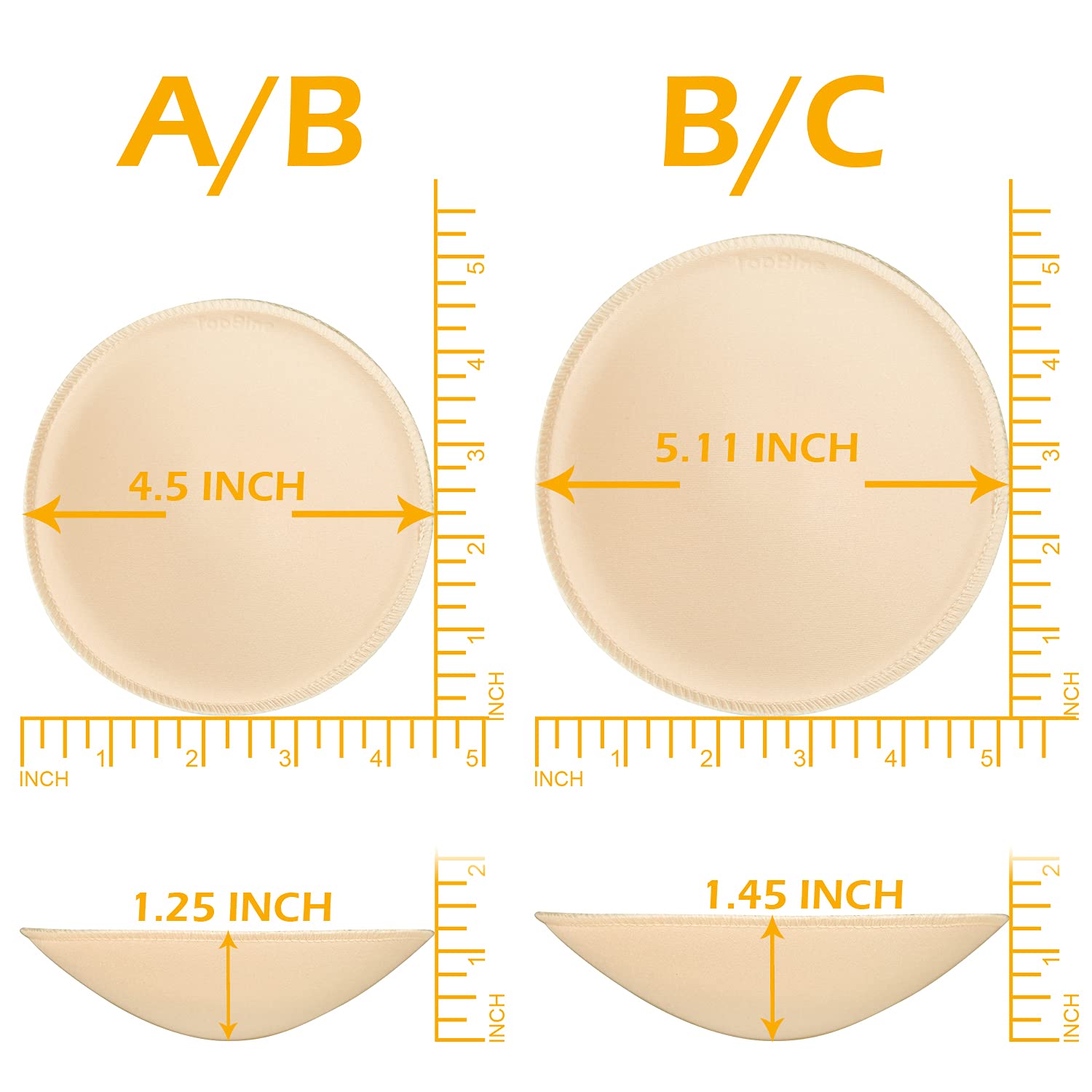 TopBine 3 pairs Round Soft Bra Inserts Pads Removable Sport Bra Cups inserts Mastectomy Bra Inserts For Bikini Top Swimsuit