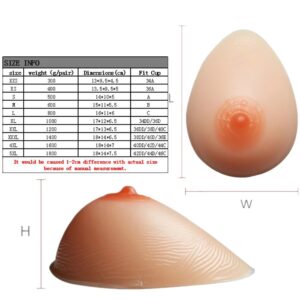 Aonkey Silicone Breast Forms Fake Boobs for Crossdresser/Mastectomy Patient.. (XXXXL（1600g/pair), Nude