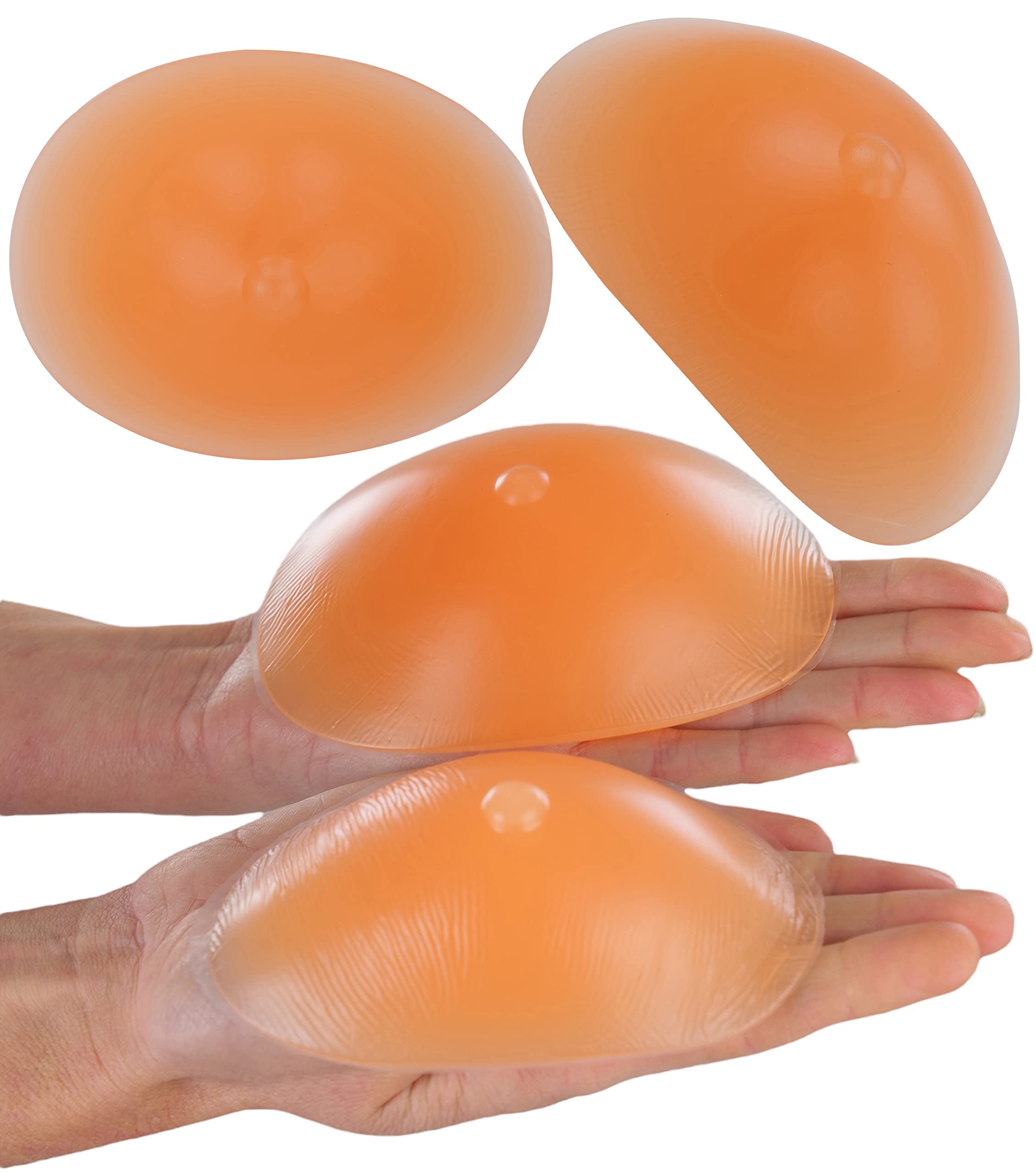 ToBeInStyle Women's Silicone Filled Pads - Round Breast Enhancer Inserts W/Nude Nipples - X-Large