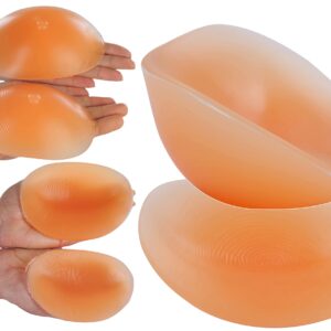 ToBeInStyle Women's Silicone Filled Pads - Round Breast Enhancer Inserts W/Nude Nipples - X-Large