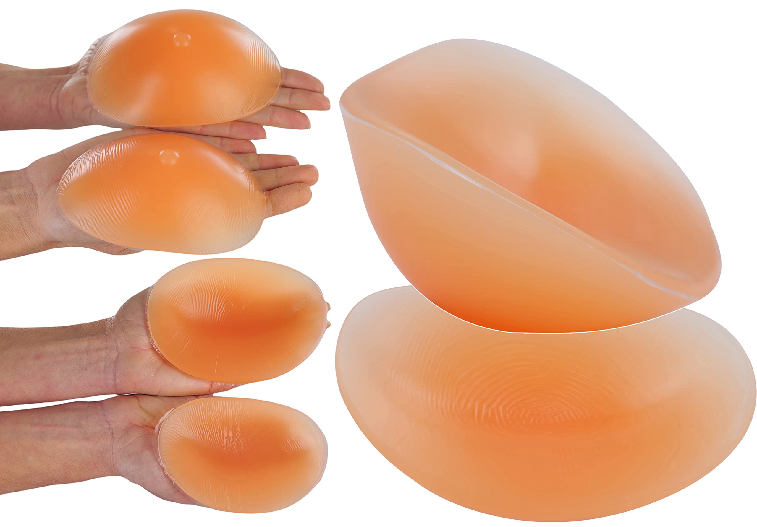 ToBeInStyle Women's Silicone Filled Pads - Round Breast Enhancer Inserts W/Nude Nipples - X-Large