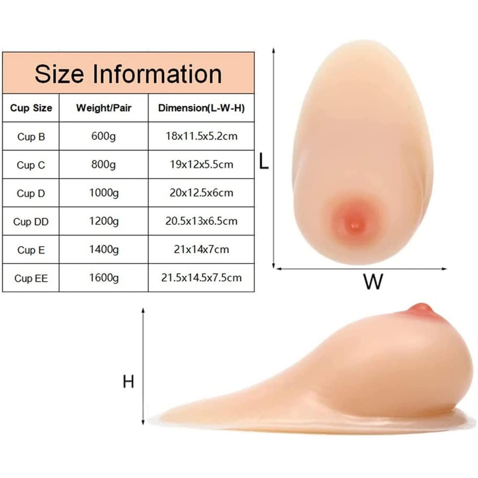 LORGL Self Adhesive Silicone Breast Forms Prosthetic Breast for Transgender Mastectomy Fake Breasts for Woman Chest Improvemen