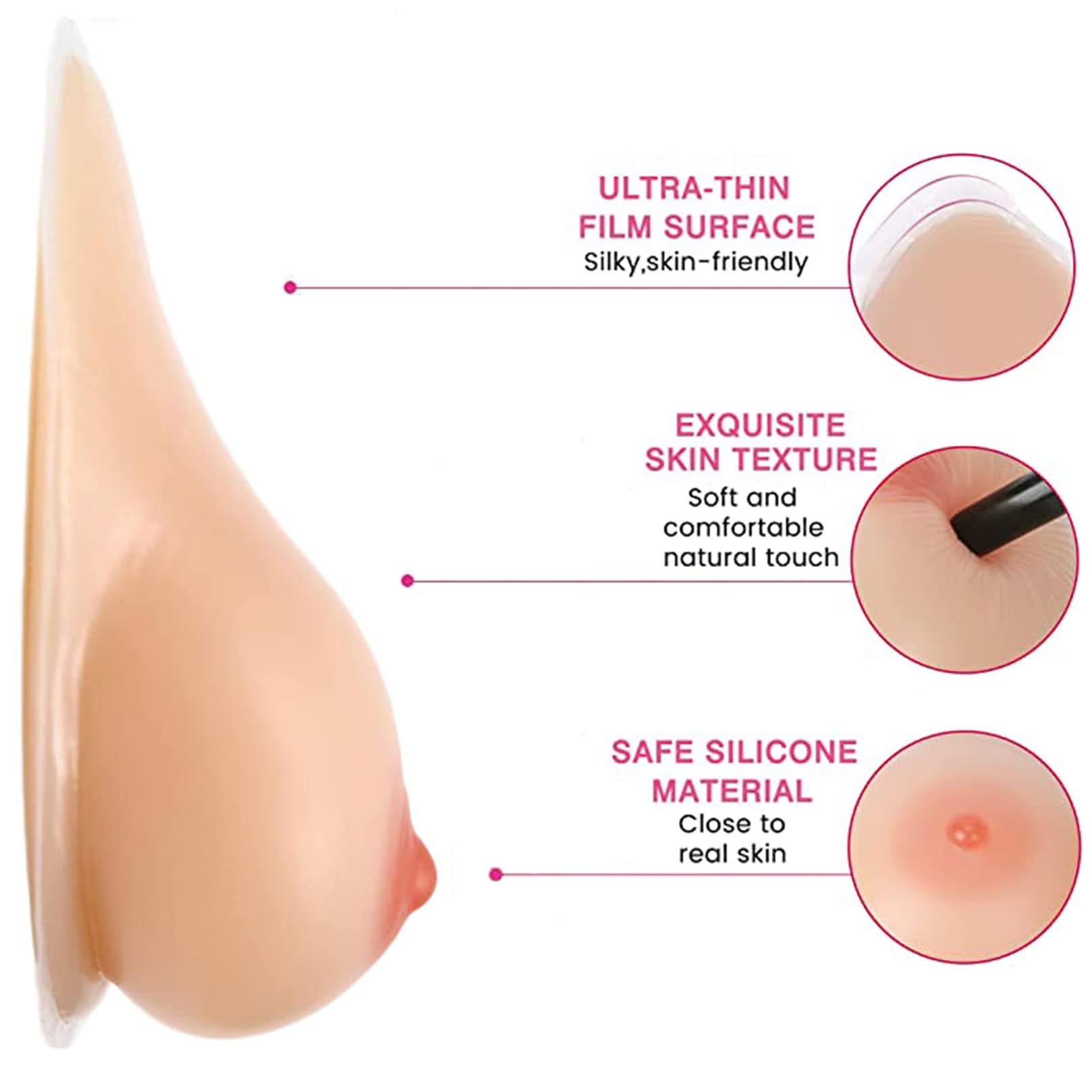 LORGL Self Adhesive Silicone Breast Forms Prosthetic Breast for Transgender Mastectomy Fake Breasts for Woman Chest Improvemen