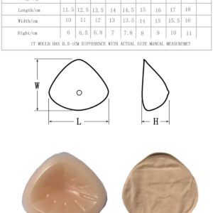 Silicone Breast Form Woman Mastectomy Prosthesis Bra Enhancer Inserts 1 Pair (1000g/Pair (D Cup)) Beige