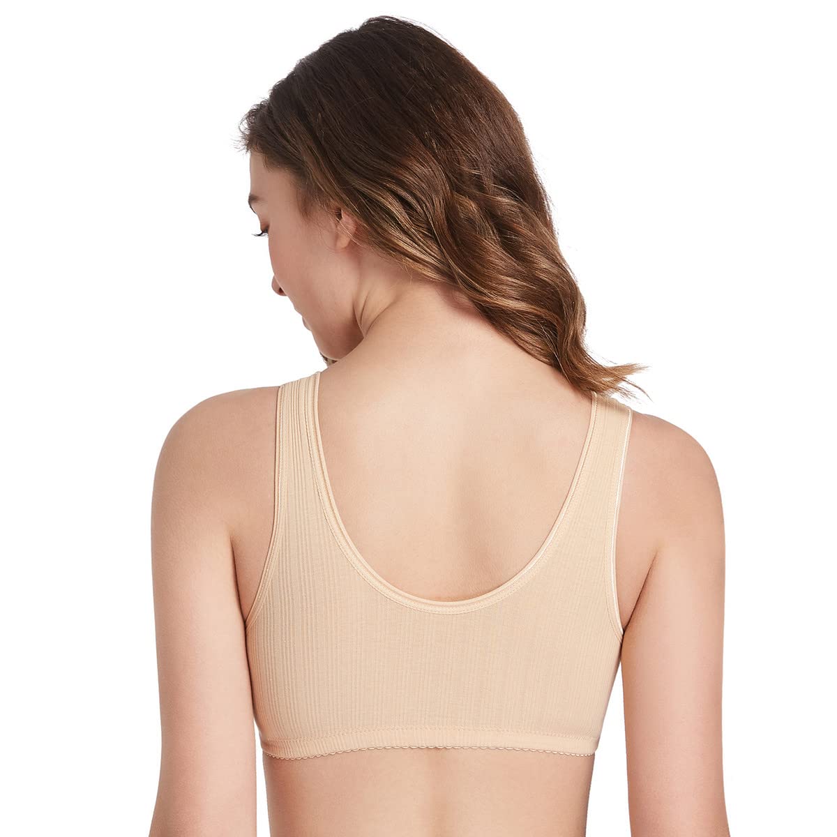 Mastectomy Bra for Womens Front Closure Cotton with Pocket for Prosthesis Silicone Breast Form Beige