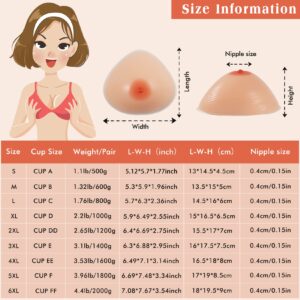 Windsleeping DD cup Triangle Silicone Breast Forms Mastectomy Triangular Prosthesis Fake Boobs Comfort Bra Enhancer(1200g/Pair)