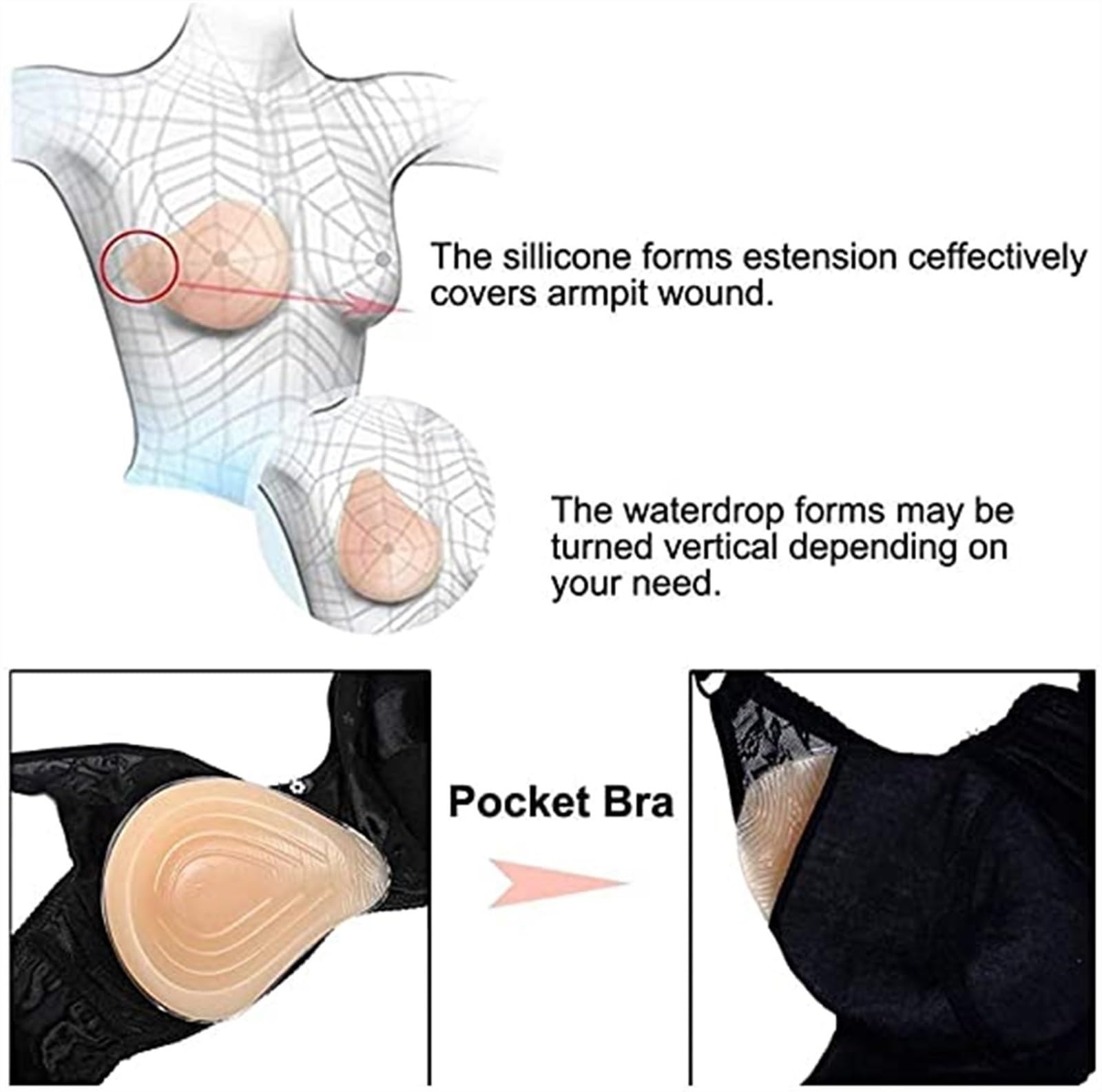 ALKANI Realistic Silicone Breast Forms Bra pad Breast Enhancer Inserts Suitable for Mastectomy Prosthesis Transgender Crossdresser Cosplay Bikini (Color : Left White, Size : DD)