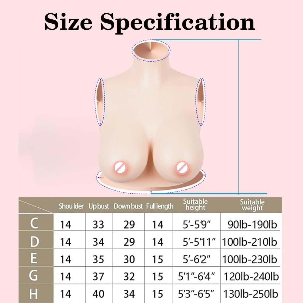 Zilasegy Silicone Breast plates False Breasts Fake Boobs Tits D CUP For Transgender Drag Queen Crossdressing Cosplay