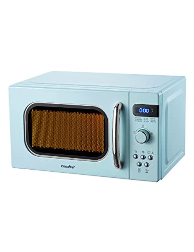 COMFEE' Retro Small Microwave Oven With Compact Size, 9 Preset Menus, Position-Memory Turntable, Mute Function, Countertop Microwave For Small Spaces, 0.7 Cu Ft/700W, Green, AM720C2RA-G