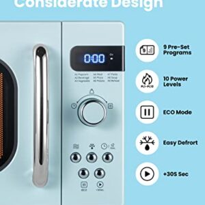 COMFEE' Retro Small Microwave Oven With Compact Size, 9 Preset Menus, Position-Memory Turntable, Mute Function, Countertop Microwave For Small Spaces, 0.7 Cu Ft/700W, Green, AM720C2RA-G