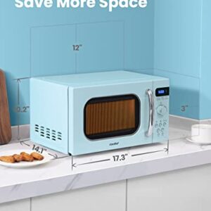 COMFEE' Retro Small Microwave Oven With Compact Size, 9 Preset Menus, Position-Memory Turntable, Mute Function, Countertop Microwave For Small Spaces, 0.7 Cu Ft/700W, Green, AM720C2RA-G