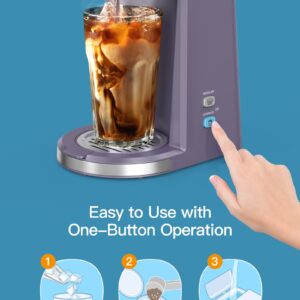 Famiworths Iced Coffee Maker, Hot and Cold Coffee Maker Single Serve for K Cup and Ground, with Descaling Reminder and Self Cleaning, Iced Coffee Machine for Home, Office and RV, Lavender