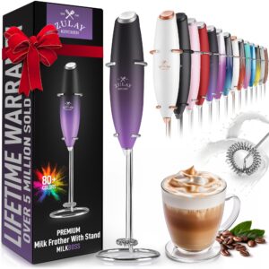 zulay powerful milk frother handheld foam maker for lattes - whisk drink mixer for coffee, mini foamer for cappuccino, frappe, matcha, hot chocolate by milk boss (galaxy)